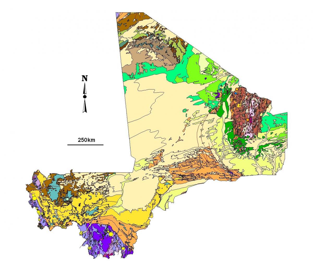 Mapa de Mali minas de ouro