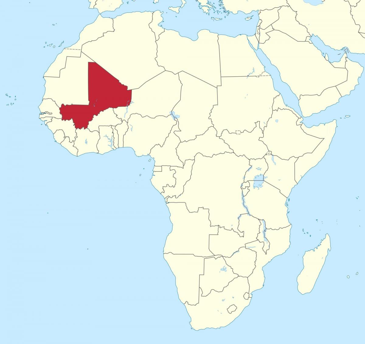 Mali localización no mapa do mundo