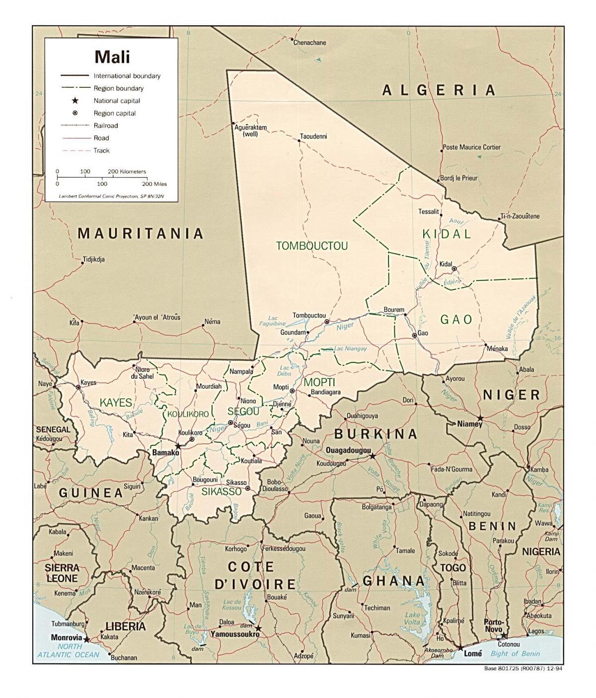 Mapa de Mali país
