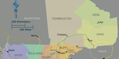 Mapa de Mali rexións